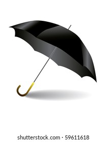 Black umbrella on a white background