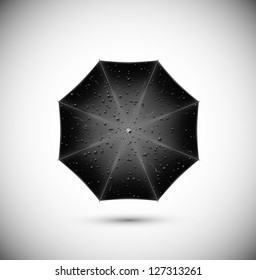 Black umbrella with rain drops. Eps 10