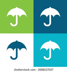 Black Umbrella For Rain Flat four color minimal icon set