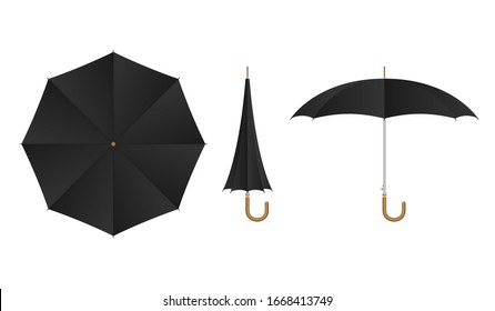Black umbrella set vector illustration isolated