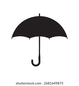 ilustração plana do vetor da silhueta do guarda-chuva preto no fundo branco