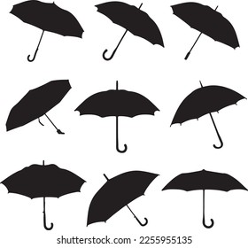 Black Umbrella Vector Icon Stock.
