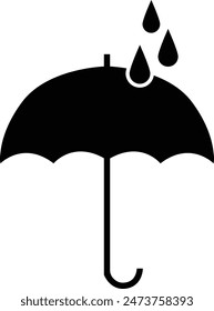 black umbrella vector with rain drops