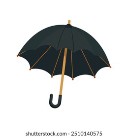 Paraguas negro en estilo de Vector, protección contra la lluvia, Ilustración vectorial aislada sobre fondo blanco