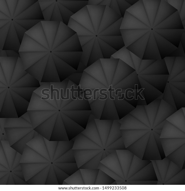 Black Umbrellas Background Classic Parasol Backdrop Stock Vector