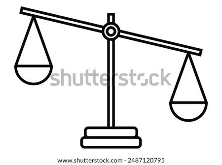 Black unbalanced scale icon on white background