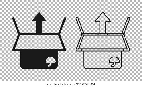 Black Unboxing icon isolated on transparent background.  Vector
