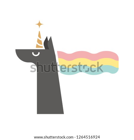 Black unicorn. Flat vector illustration EPS10