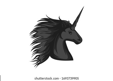 Black Unicorn mascot vector logo