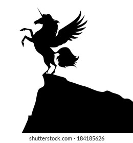 black unicorn on white background isolated