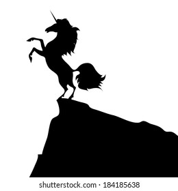 black unicorn on white background isolated