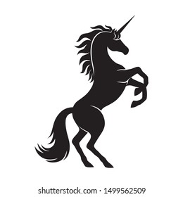 Black unicorn sign on a white background.