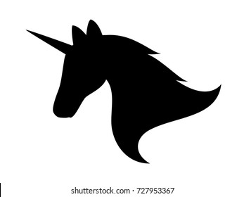 The Black Unicorn Silhouette. Isolated Vector Illustration