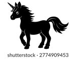 Black unicorn silhouette standing Vector