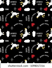 black unicorn sky heart red text art vector 