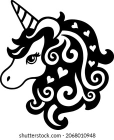 Black Unicorn Vector Illustration Design