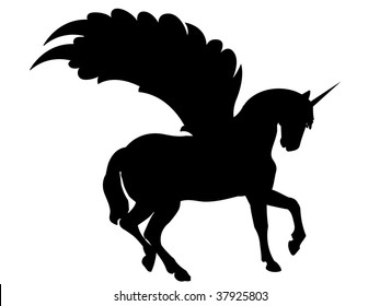 black unicorn vector silhouette