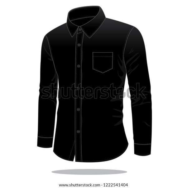 Black Uniform Shirt Template Long Sleeve Stock Vector (Royalty Free ...