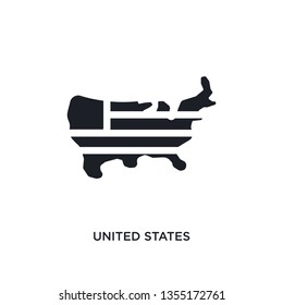 black united states isolated vector icon. simple element illustration from  concept vector icons. united states editable logo symbol design on white background. can be use for web and mobile