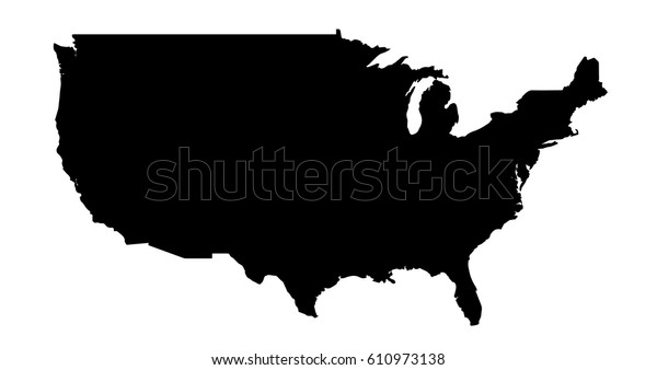 Black United States Map Shape Stock Vector (Royalty Free) 610973138