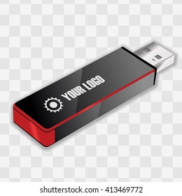 Black universal flash drive isolated
