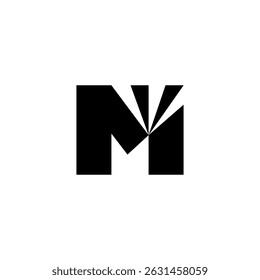 Black UNIVERSAL LIGHT Initial M Logo. Abstract Monogram Logomark for Growing Business, Branding, Identity, Marketing.