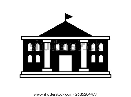 Black university building icon, representing higher education.