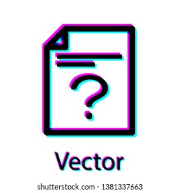 Black Unknown document icon isolated on white background. File with Question mark. Hold report, service and global search sign. Vector Illustration