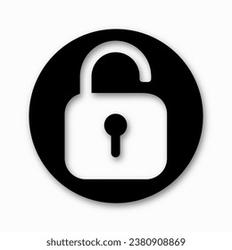 Iconos de candado de desbloqueo negro en un fondo blanco. Ilustración de la señal del vector.