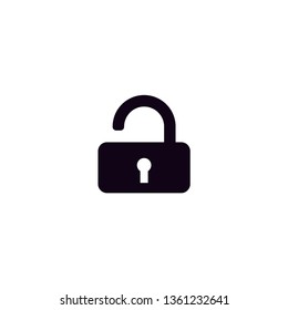 black unlock vector with white background