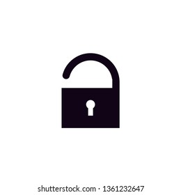 black unlock vector with white background