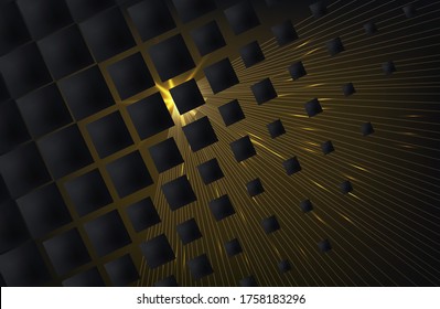 
Black upholstery. Geometric pattern with golden straight lines with glitter. Luxury black background. Vector illustration. Suitable for your design. Cover, poster, flyer.