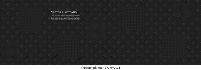 
Schwarze Polstermöbel. Geometrisches Muster. Stilvolle Textur. Luxuriöser schwarzer Hintergrund. Vector Illustration.Geeignet für Ihr Design. Abdeckung, Plakat, Flyer.