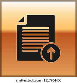 Black Upload file icon isolated on gold background. File document symbol. Document arrow. Vector Illustration