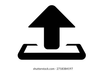 Ein schwarzes Upload-Symbol auf weißem Hintergrund für die digitale Nutzung