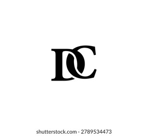 Black uppercase letters DC on transparent background