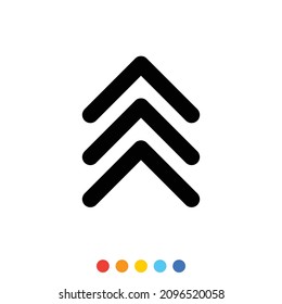 Icono de flecha negra hacia arriba, Vector, Ilustración.