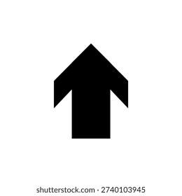 Black upward arrow on white background
