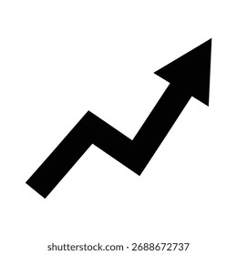 Black upward trending zigzag arrow on white background vector illustration