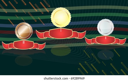 black urban background  with medals