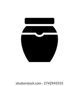 Black urn with lid container vessel