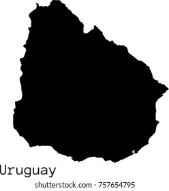 Black Uruguay  map vector silhouette
