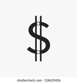 Black US Dollar icons set. Vector Illustration eps10. 
