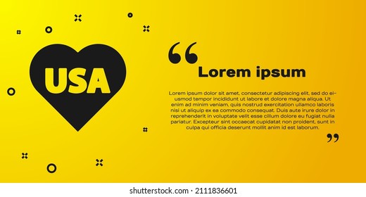 Black USA Independence day icon isolated on yellow background. 4th of July. United States of America country.  Vector