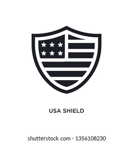 black usa shield isolated vector icon. simple element illustration from united states of america concept vector icons. usa shield editable logo symbol design on white background. can be use for web