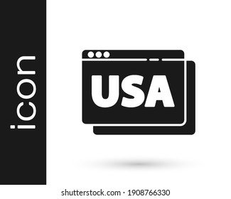 Black USA United states of america on browser icon isolated on white background.  Vector
