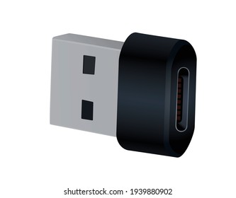 Black USB adapter. vector illustration