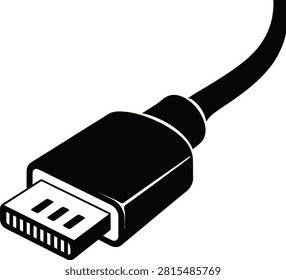 Black usb cable connector plug end close up