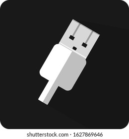 Black usb cable flat icon, apps icon