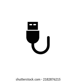 Black usb cable icon isolated on white background